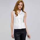 No-Iron Easy Care Double Strip Sleeveless Blouse image number null