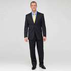 Charcoal Single Pleat Striped Wool Suit image number null