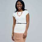 Belted Short Sleeve Knit Top. image number null