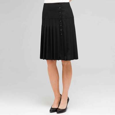 Side Button Pleated Skirt