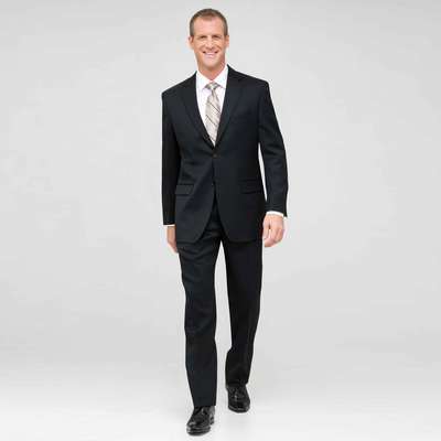 Black Single Pleat Athletic Fit Wool Suit