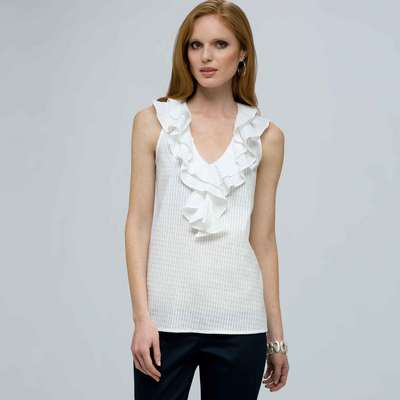 Sleeveless Ruffle Blouse.