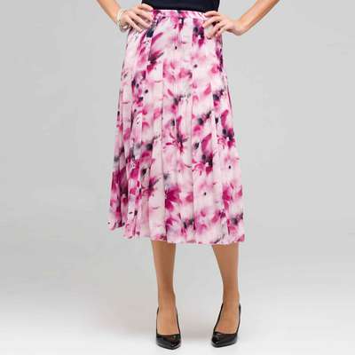 Long Floral Pintucked Skirt