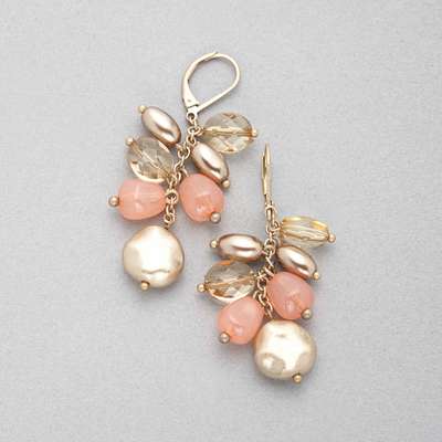 Pink and Gold Cluster Drop Earring